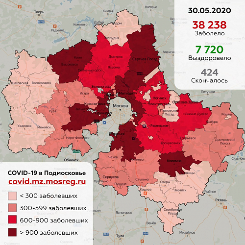 Сводка по ситуации с коронавирусом в Московской области на 30  мая