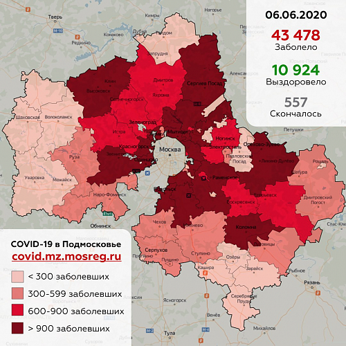 Сводка по заболеваемости коронавирусом в Подмосковье на 6 июня